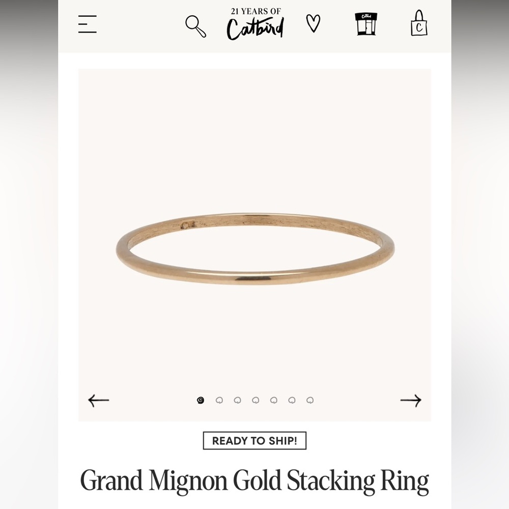 Catbird Grand Mignon 14k Gold Stacking Ring